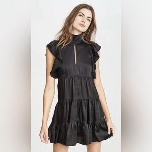 Cinq à Sept Black Ruffled Tiered Midi Dress